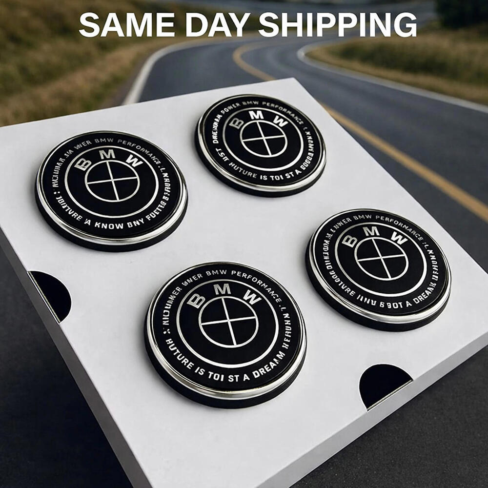 BMW Floating Center Caps 56mm Black and Silver Self Leveling Wheel Caps Set of 4